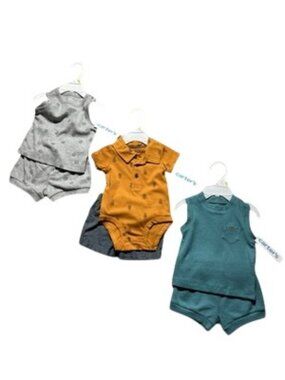 NWT Lot of 3 CARTER'S 3 Month Boy's Summer Outfits Clothing 6 Pieces
